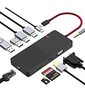 ANYPLUS USB C Docking Station Dual Monitor, 11-in-1 USB C to HDMI Multiport Adapter with VGA,100W...