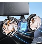 Dealswin Rechargeable Car Fan for Backseat Kids Baby, Battery and USB Dual Power Car Fans, Indepe...