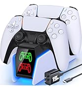 PS5 Controller Charger Station for Playstation 5 Controllers with LED Light Dual Stand Charger Do...