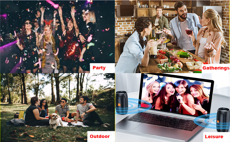 Bluetooth wireless audio for parties, gatherings, outdoor, work and leisure