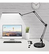 Desk Lamps for Home Office, 2-in-1 LED Desk Lamp, 3-Section Long Arm Desk Light with Clamp and Ba...