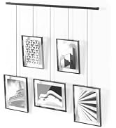 Umbra Exhibit Picture Frame Set, Adjustable Wall Mount, Set of 5, Black | Steel construction, cus...