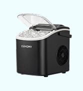 EUHOMY Countertop Ice Maker Machine with Handle, 26lbs in 24Hrs, 9 Ice Cubes Ready in 6 Mins, Aut...