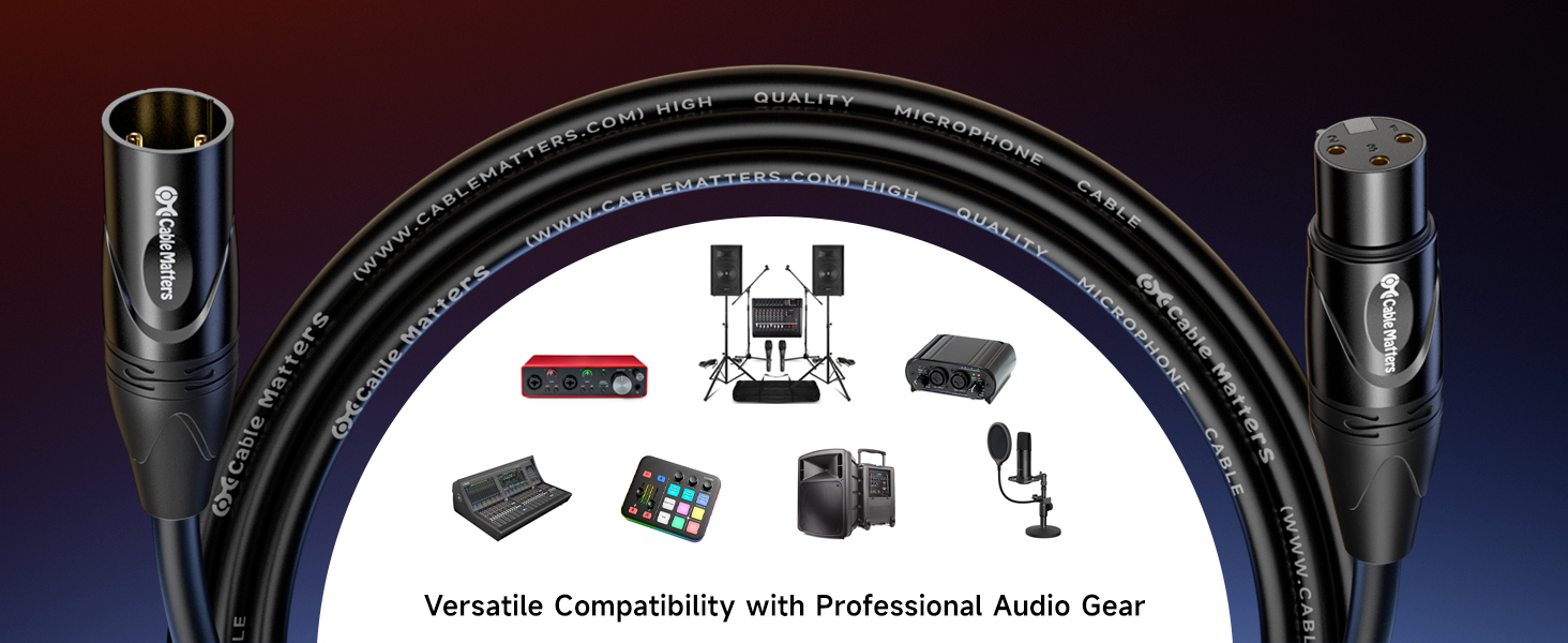 Versatile XLR cord for microphones, audio systems, and stage equipment