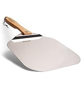 Chef Pomodoro Aluminum Metal Pizza Peel with Foldable Wood Handle for Easy Storage, Pizza Spatula...