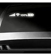 YAWUROU 100% Battery Full WiFi Signal Reflective Car Sticker, 17.71" Waterproof Vinyl Car Body De...
