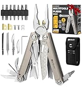 BIBURY Titanium Alloy Multitool with Damascus Knife, EDC Multi tools with Replaceable Wire Cutter...