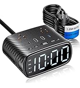 XBA Digital Alarm Clock with 20W USB C Ports, Dual Alarm Clock Power Strip with 2 AC Outlets, 4 U...