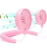 Portable Neck Fan, Hand Free Personal Hanging Neck Sports Fan USB Rechargeable (3 Speed Adjustabl...