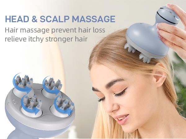 cotsoco Electric Scalp Head Massager with 4 Heads 84 Nodes for Hair Growth and Stress Release