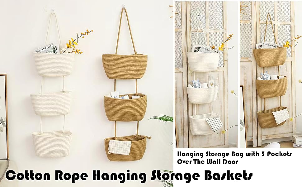 hanging organizer with 3 Pockets Over the Wall Door Organizer for BedRoom Living Room