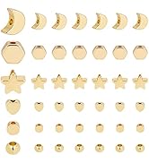 PH PandaHall 120pcs Spacer Beads, 6 Styles Golden Metal Beads Star Heart Spacers Flat Round Beads...