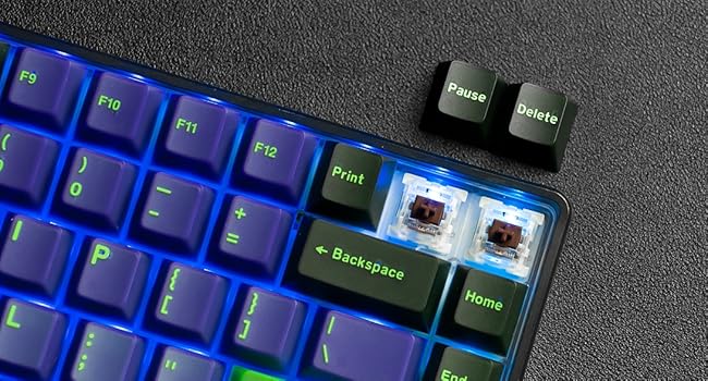 PBT Keycaps, Jade Keycaps 60 75 100 Percent, Translucent Key caps Custom