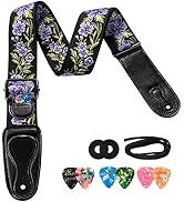 LEKATO Flower Bass Strap, Flower Guitar Strap for Bass, Electric &amp; Acoustic Guitar 2" Wide Guitar...