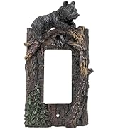 Rustic Black Bear Single Rocker Switch Cover and Wall Plate - Decorative Resin Tree Branch Design...
