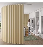 RYB HOME Room Divider Curtains with Silent Ceiling Track Wall Mount Sliding Door Curtains, Blacko...