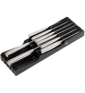 KitchenEdge Black Knife Drawer Organizer Insert - Knife Block Holder, Holds 5 Long + 6 Short Kniv...