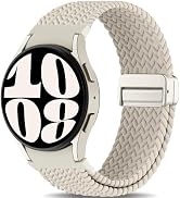 HSWAI One-Click Magnetic Braided Nylon Compatible with Samsung Galaxy Watch 7 FE 6 5 4 Band 40mm ...