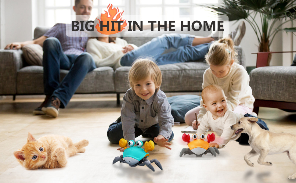 green crawling crab baby toy