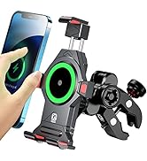 BRCOVAN Motorcycle Phone Mount with 15W Qi Wireless Charger & Vibration Dampener, Metal, Anti-The...