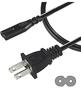 TV Power Cord Replacement AC Cable - 2 Prong AC Wall Plug 2-Slot Adapter for TV, Printer, Speaker...