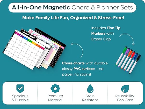 Dry Erase Magnetic Chore Chart Set