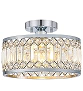 Pevfah Crystal Chrome Ceiling Light, Modern Semi Flush Mount Ceiling Lighting Fixture 11.4 inch