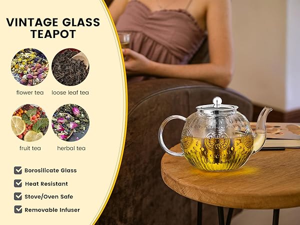 Vintage Glass Teapot 50oz