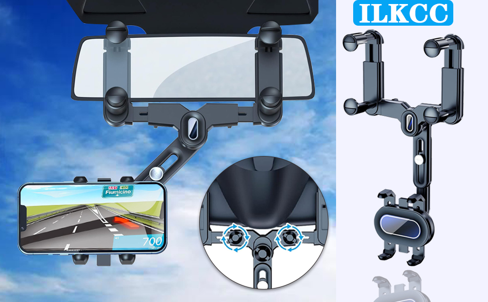 ILKCC Rearview Mirror Phone Holder for Car