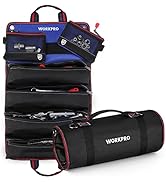 WORKPRO Roll Up Tool Bag With Detachable Pouches, Heavy Duty Organizer With 6 Pockets for Mechani...