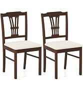 Giantex Wooden Dining Chairs Set of 2, Upholstered Kitchen Chairs with Solid Rubber Wood Frame, H...