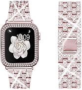 Bekomo Compatible for Apple Watch Band 49mm 45mm 41mm 38mm 40mm 42mm 44mm with 2 Pack Bling Cryst...