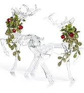 Ornativity Acrylic Christmas Reindeer Ornaments - Holiday Clear Party Deer Figurine Statues with ...