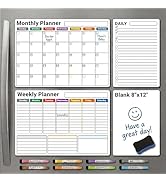 AUVIREC Magnetic Calendar for Refrigerator (4-Pack, Ships Flat) - 17"x12" Monthly, Weekly, XL Dai...