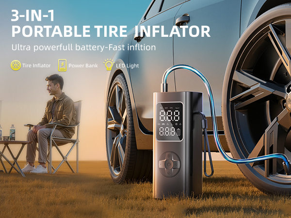 portable car air compressor tire inflator