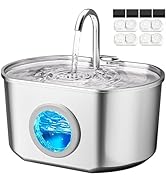 Cat Water Fountain Stainless Steel: 74oz/2.2L Cat Fountain for Drinking- Pet Water Fountain Insid...