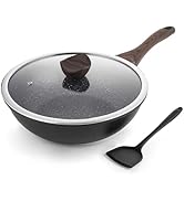 Kordisen Nonstick Wok with Lid, 12 Inch Woks &amp; Stir-fry Pans, Granite Stone Coating for Cooking, ...