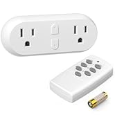 HBN Wireless Remote Control Outlet with 2 Individual Switch Control, Compact Design Sockets Plug ...