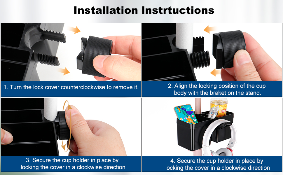 Universal Mic Stand Cup Holder Drink Holder with Headset Hanger for Music Stand