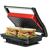 Panini Press Grill, Aigostar 1000W Sandwich Maker with Ceramic Non-stick Plates, Opens 180 Degree...