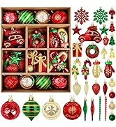 EverMerry 82PCS Christmas Balls Ornaments, Ornaments with Hanging Strings for Christmas Tree Deco...