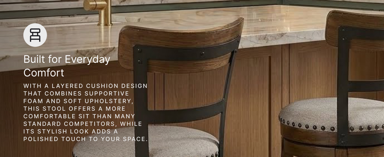 Breakfast bar setup featuring casual dining furniture with comfortable footrest in black metal