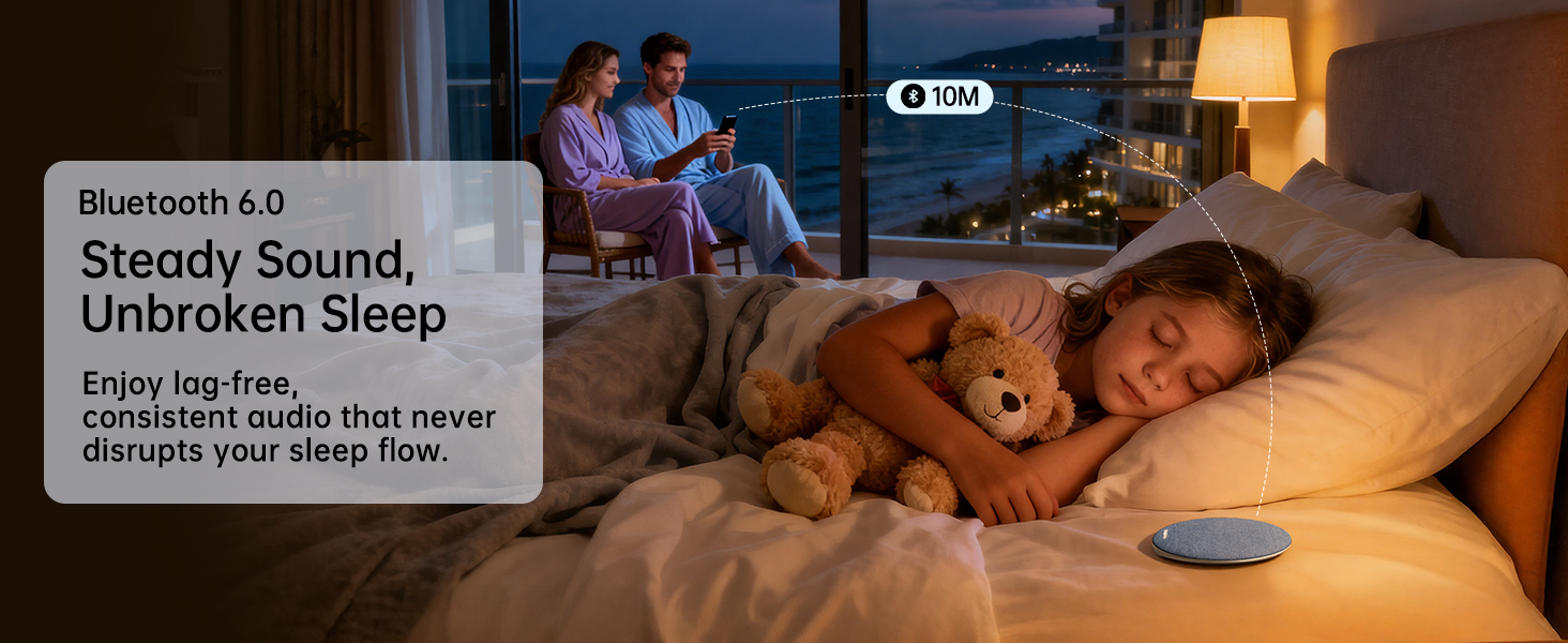 Pillow Speaker for Sleeping, Ultra-Thin Under Pillow White Noise Sound Machine for Side Sleepers