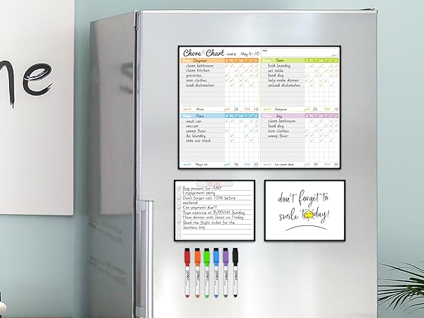 Magnetic Dry Erase Chore Chart Set for Fridge-Used for Multiple Kids
