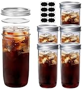ComSaf 24 oz Mason Jars Wide Mouth 6 Pcs, Large Canning Jars with Seal Bands, 24 oz Glass jar wit...