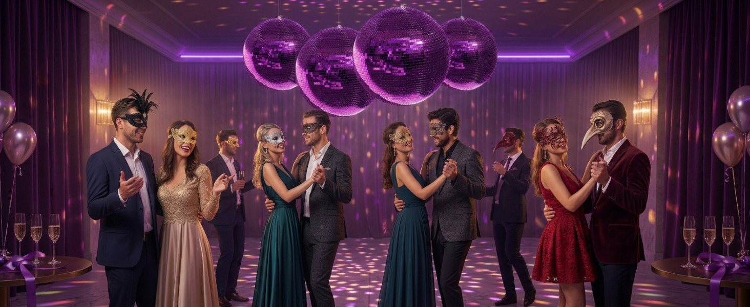 Purple Disco Ball Set for Party