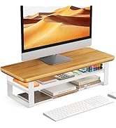 NestNeat Monitor Stand Riser, 24 Inch Computer Monitor Stand for Desk, 2-Tier Wood Desk Shelf Org...