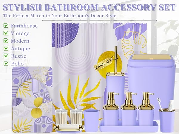 purple bathroom accessories set