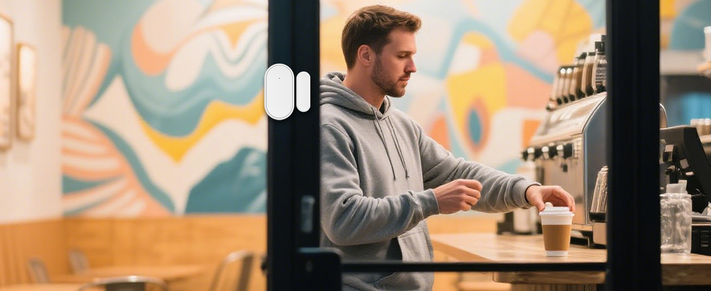 Indoor scene showing person in gray sweatshirt looking at mobile device while standing near colorful graffiti wall.