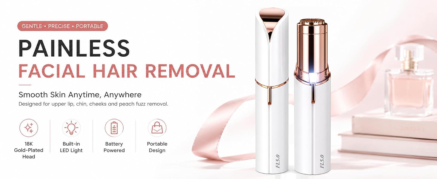 Facial Hair Remover for Women, Painless Electric Face Shaver
